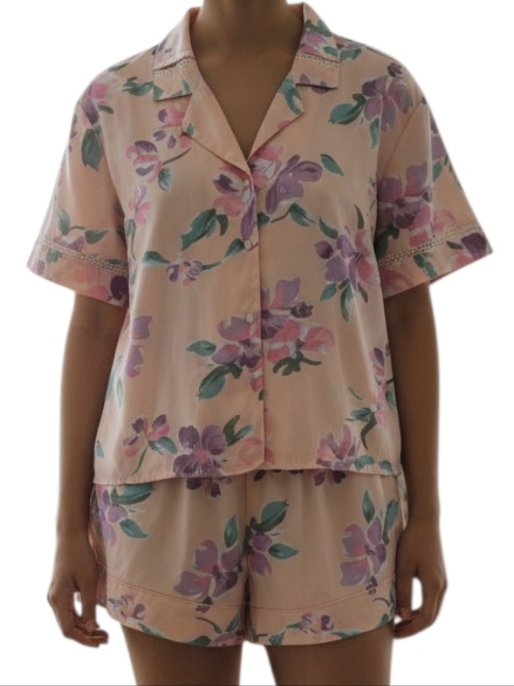 Victoria's Secret Vintage Gold Label Pink Floral Short Pajama Set - Picture 2 of 9